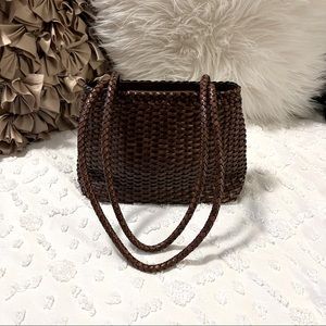 Talbots Brown Woven Leather Tote Bag Purse